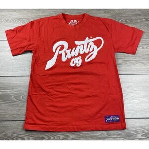 Runtz Mens Worldwide OG Script Tee Embroidered Chenille T-Shirt Red Size Medium
